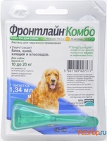 Комбо для собак 10-20 кг от блох, клещей и яиц, 1 пипетка, Combo M