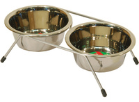 Подставка с 2мя мисками, 0,8л, хром (1026)