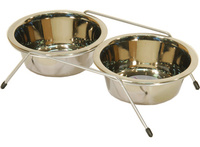 Подставка с 2мя мисками, 0,35л, хром (1028)