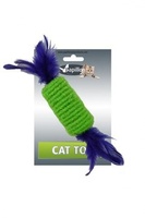 Игрушка для кошек "Рулет с перьями" 10см 240049, Roller with rattle and feather 10 cm on card