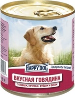 Консервы для собак с говядиной, сердцем, печенью, рубцом и рисом