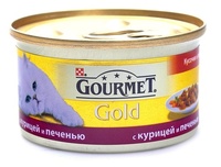 Кусочки в подливке для кошек с курицей и печенью, Gold