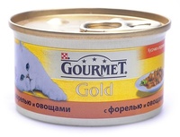 Кусочки в соусе для кошек c форелью и овощами, Gold