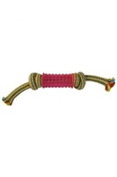 Игрушка для собак"Плетеная веревка с пластиковой гантелькой", 24см, Weaving rope toy with TRP  24cm 60 - 65 g, yellow/pink  (3/72)