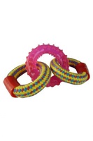 Игрушка для собак "Тройное кольцо", 18 см, Weaving rope toy with TRP  18cm 90 - 100 g, yellow/pink  (3/54)