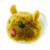 Виброигрушка "Мышь в полоску" коричнево-белого цвета для кошек, 8 см, искусственный мех