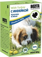 Мясные кусочки в желе для щенков и взрослых собак с индейкой
