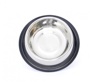 Нескользящая стальная миска для собак o 22см/30 см - 1600 мл, Dog bowl stainless steel with rubber 1600 ml