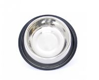 Нескользящая стальная миска для собак o 25см/34 см - 2500 мл, Dog bowl stainless steel with rubber 2500 ml
