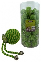 Игрушка для кошек "Мячик" с бубенчиком, зеленый, нейлон, 5 см, Ball with bells green