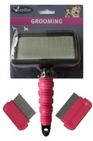 Набор: пуходерка + 2 расчески для собак, Slicker brush dog big 3 in 1 incl.2 combs