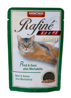 Паучи для кошек "Коктейль из говядины, мяса гуся и яблок", Rafine Soupe Adult