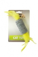"Попугай в ловушке" 10 см серый, Roller with rattle and feather 10 cm on card