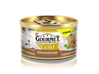 Консервы для кошек нежные Gourmet Gold биточки с индейкой и шпинатом